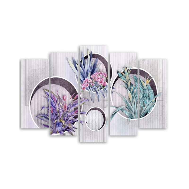 Leinwandbild - Quadratkisten Regale mit Blumen | Feeby