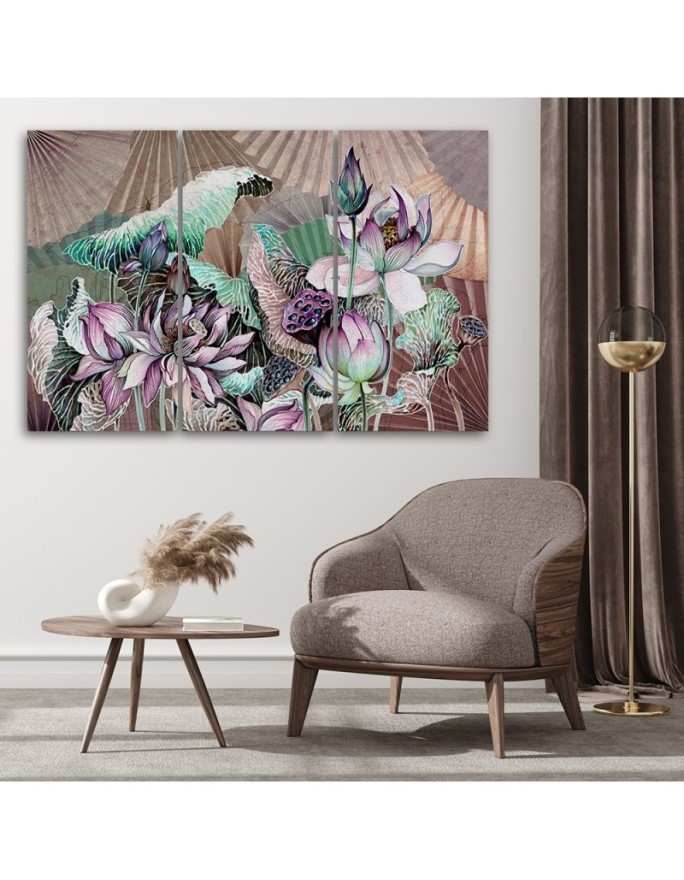 Święty lotos i wachlarze - Obraz drukowany canvas | FEEBY