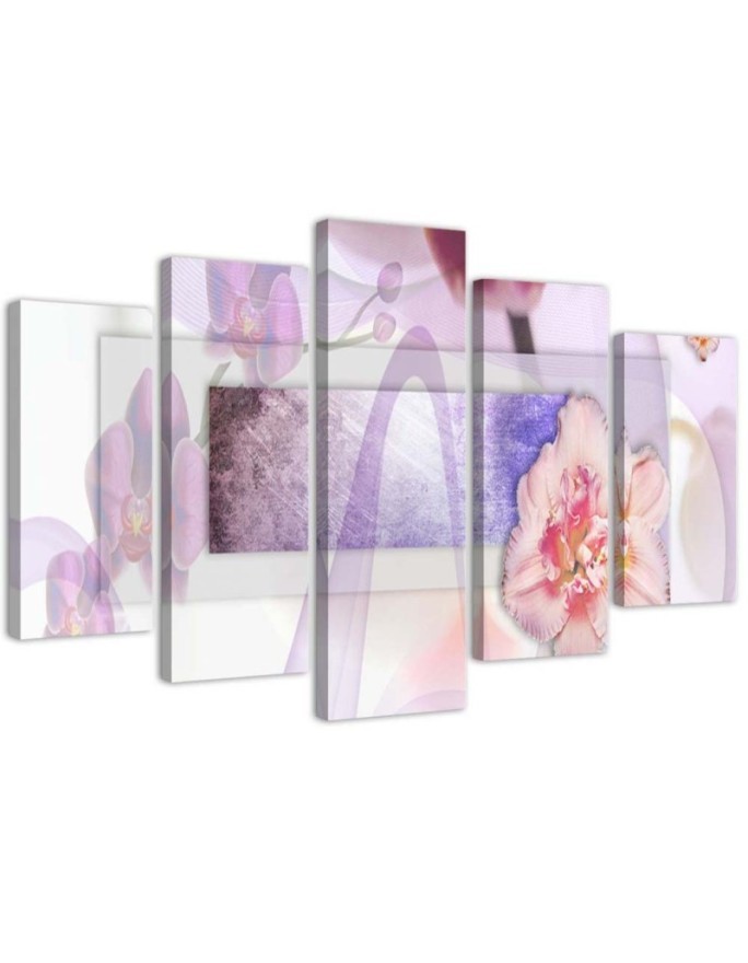 Dekoratives Leinwandbild - Abstrakte Blumen Violett | Feeby