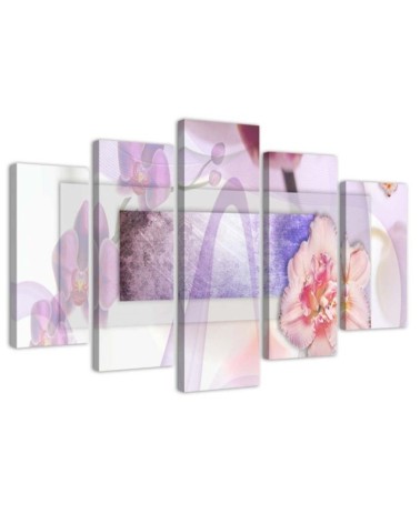 Abstract pastel flowers composition - Canvas wall painting | FEEBY
