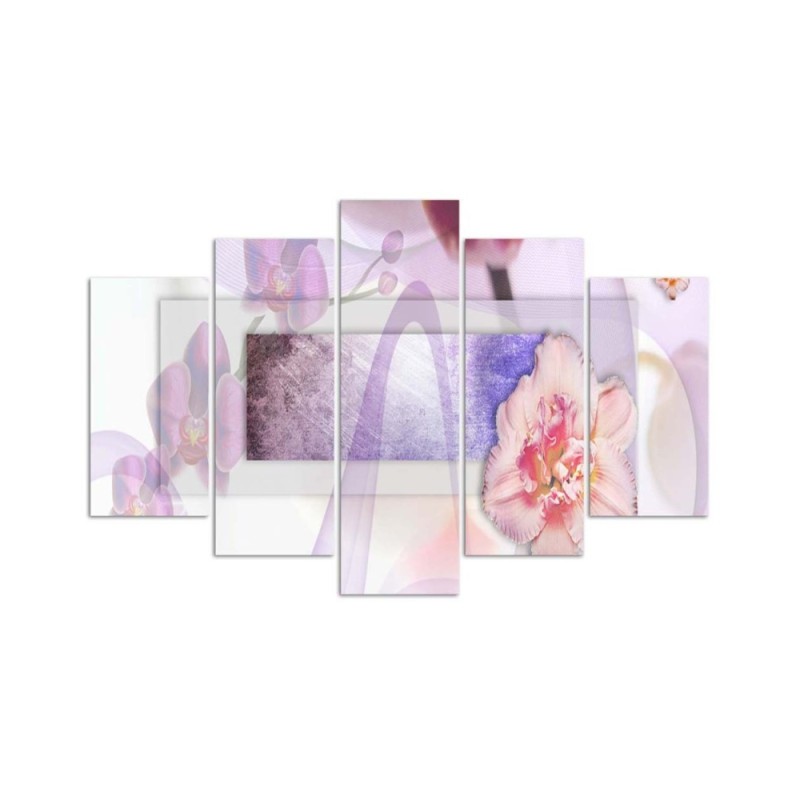 Dekoratives Leinwandbild - Abstrakte Blumen Violett | Feeby