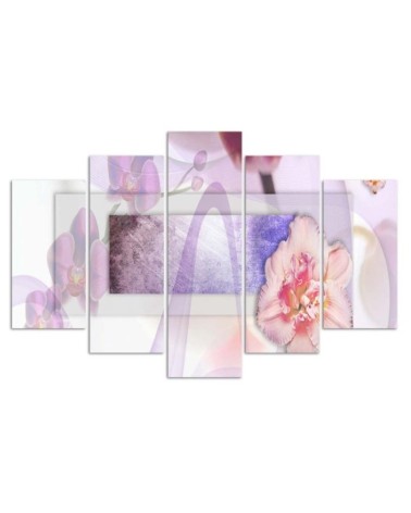 Dekoratives Leinwandbild - Abstrakte Blumen Violett | Feeby