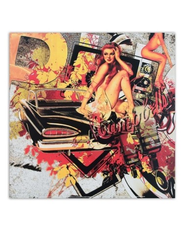 Modernes Wandbild - Frau auf der Motorhaube eines Autos | Feeby