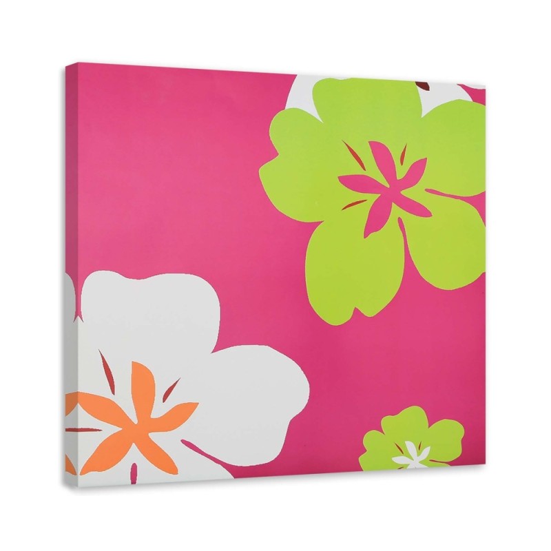 Flowers on pink background - Canvas prints for living room | FEEBY