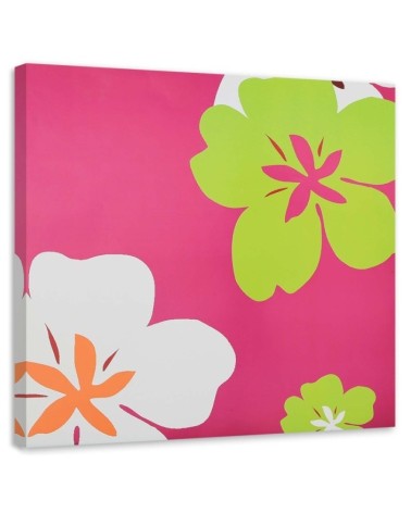 Bild auf Leinwand - Blumengrafik auf rosa Hintergrund | Feeby