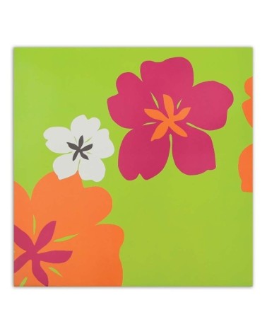 Leinwandbild - Mehrere bunte Blumen auf grünem Hintergrund | Feeby