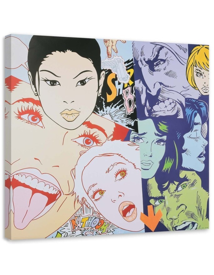 Wandbild für Wohnzimmer - Cartoon Gesichter Pop Art | Feeby