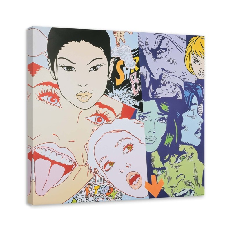 Wandbild für Wohnzimmer - Cartoon Gesichter Pop Art | Feeby