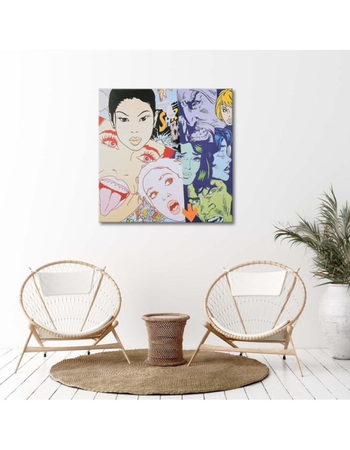 Twarze kobiet pop art - Obraz do salonu retro | FEEBY