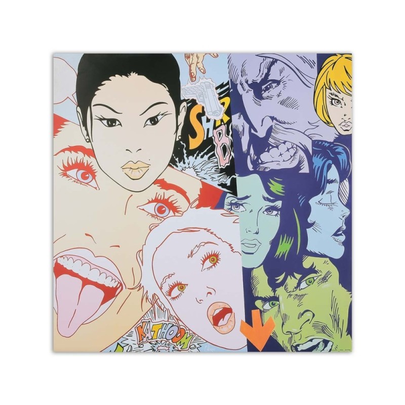 Wandbild für Wohnzimmer - Cartoon Gesichter Pop Art | Feeby