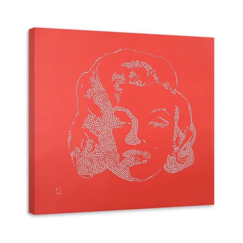 Leinwandbild - Marilyn Monroes Figur auf rotem Hintergrund | Feeby