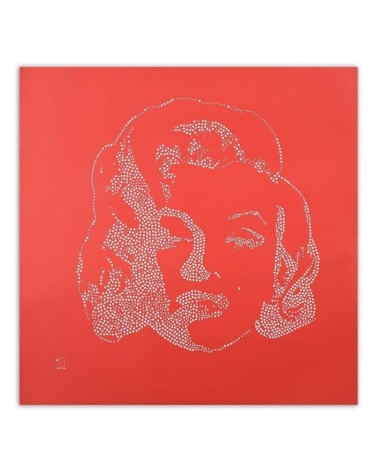 Leinwandbild - Marilyn Monroes Figur auf rotem Hintergrund | Feeby