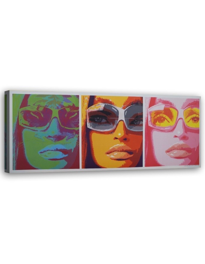 Bild auf Leinwand - Farbiges Gesicht einer Frau mit Brille | Feeby