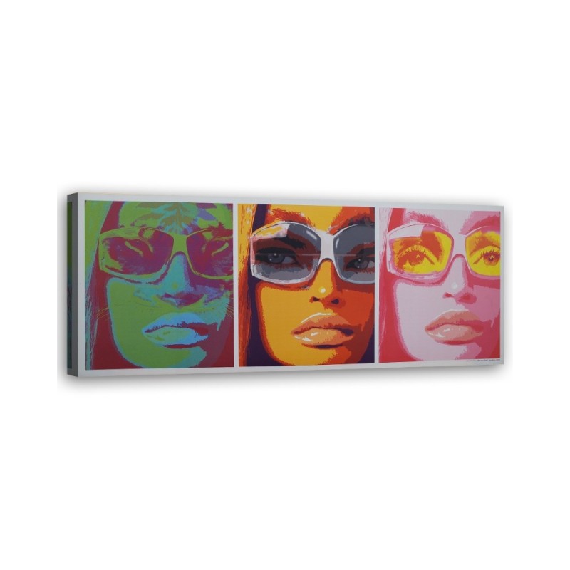 Bild auf Leinwand - Farbiges Gesicht einer Frau mit Brille | Feeby