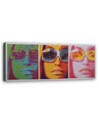 Bild auf Leinwand - Farbiges Gesicht einer Frau mit Brille | Feeby