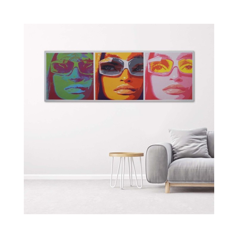 Bild auf Leinwand - Farbiges Gesicht einer Frau mit Brille | Feeby