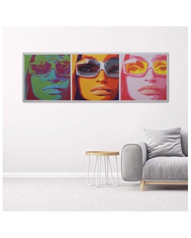 Bild auf Leinwand - Farbiges Gesicht einer Frau mit Brille | Feeby