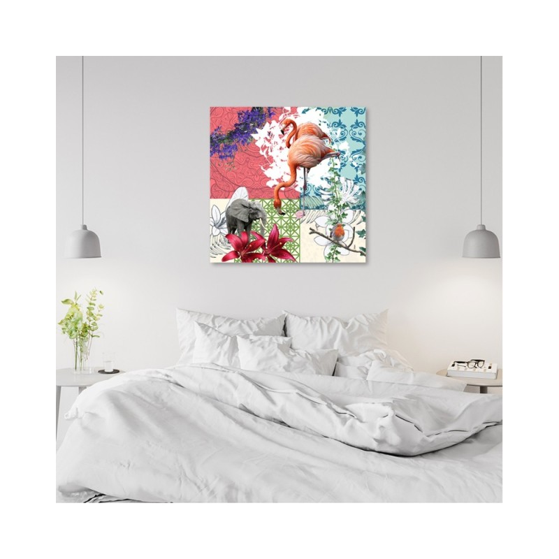 Leinwandbild - Flamingo collage | Feeby