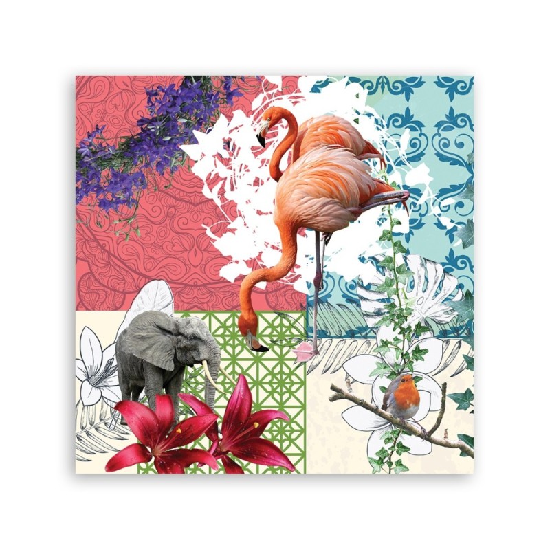 Leinwandbild - Flamingo collage | Feeby
