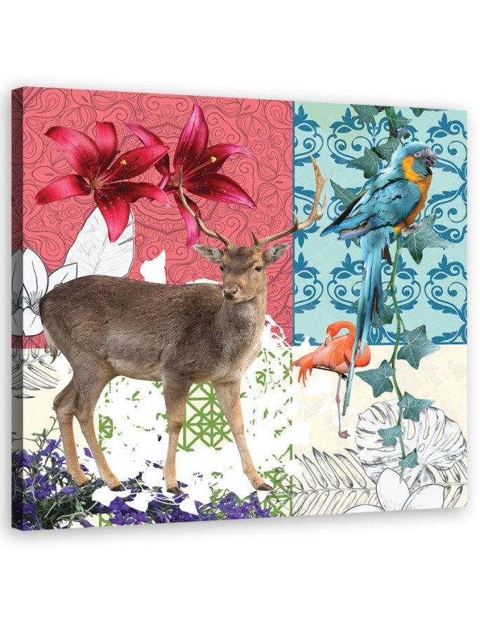 Modernes Wandbild - Tiere Pop art Collage | Feeby