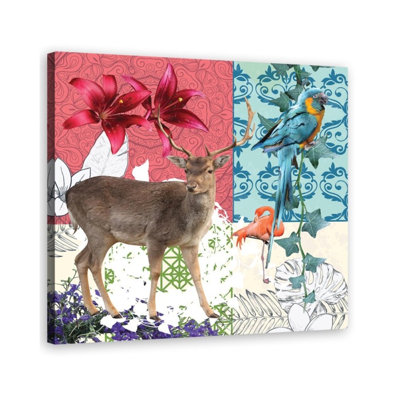 Modernes Wandbild - Tiere Pop art Collage | Feeby