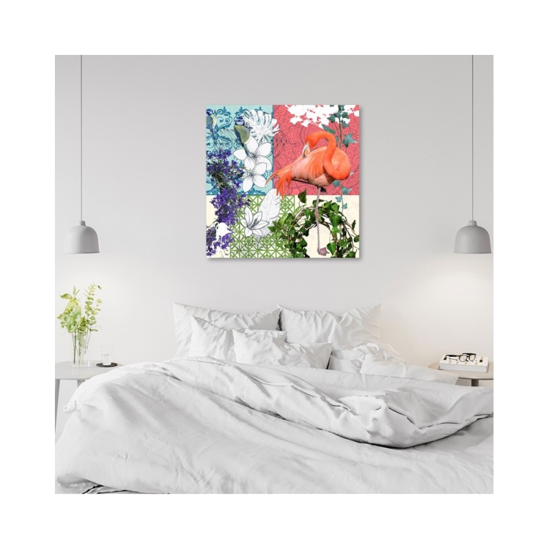 Leinwanddruck - Flamingos Vögel collage | Feeby