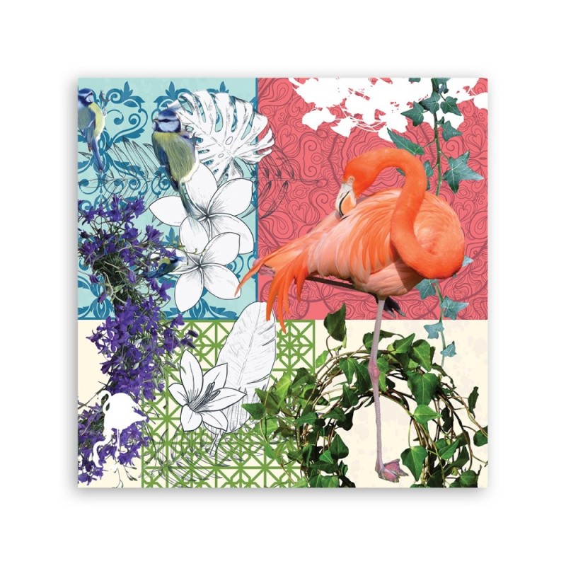 Leinwanddruck - Flamingos Vögel collage | Feeby