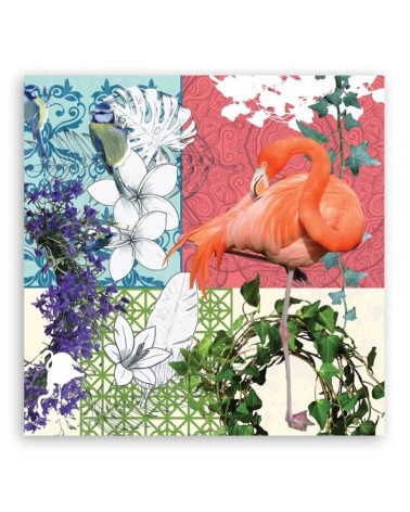 Leinwanddruck - Flamingos Vögel collage | Feeby