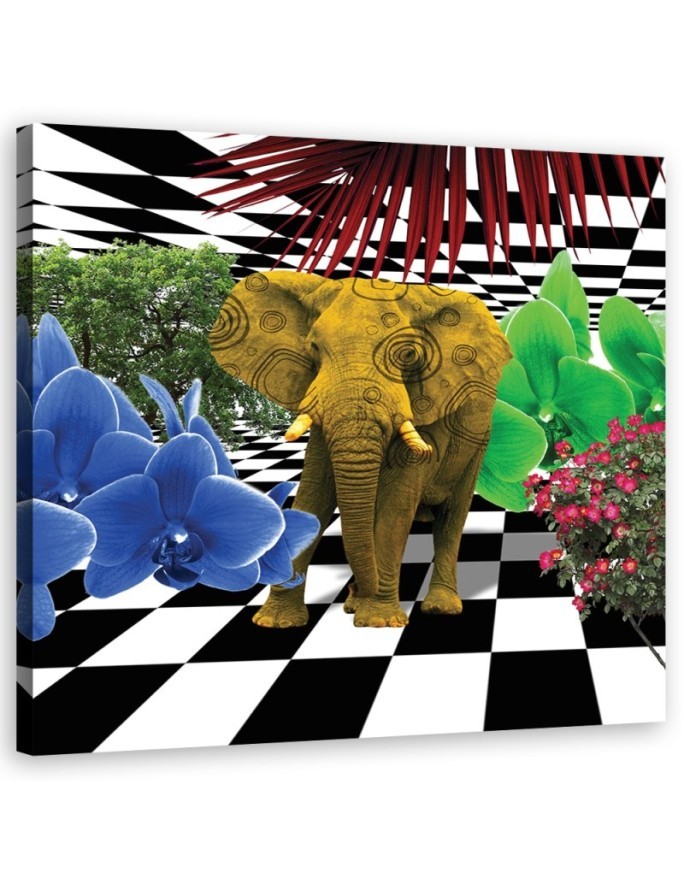 Leinwandbild - Buntes Elefant | Feeby