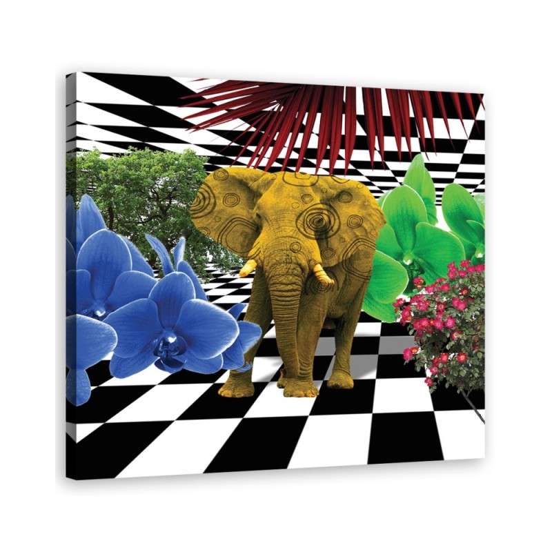 Leinwandbild - Buntes Elefant | Feeby
