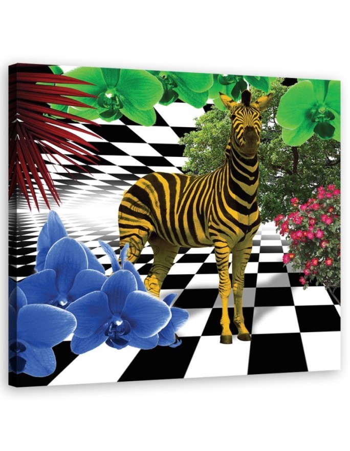 Kolorowa zebra natura zwierzęta - Obraz na ścianę canvas | FEEBY