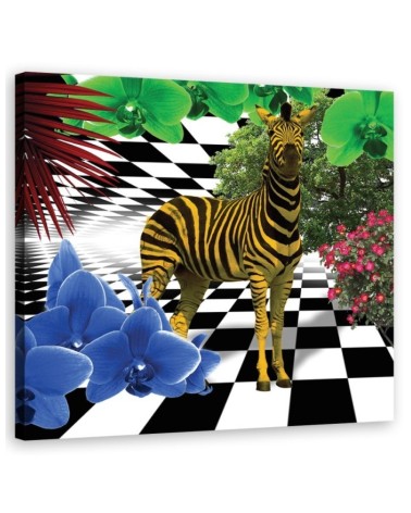 Kolorowa zebra natura zwierzęta - Obraz na ścianę canvas | FEEBY