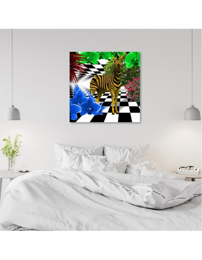 Kolorowa zebra natura zwierzęta - Obraz na ścianę canvas | FEEBY