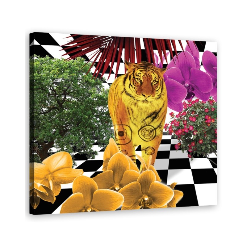 Leinwandbild modern - Bunte Tiger | Feeby