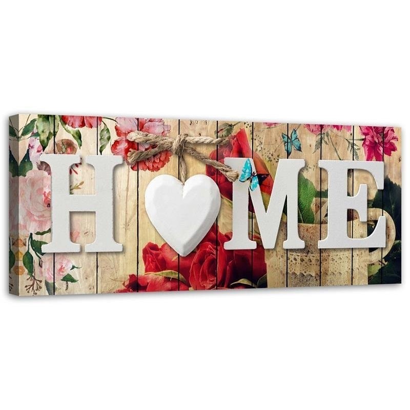 Bild - Home-Schriftzug und rustikaler Blumenhintergrund | Feeby