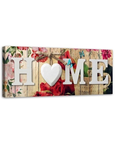 Bild - Home-Schriftzug und rustikaler Blumenhintergrund | Feeby