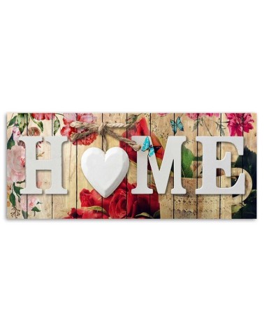 Bild - Home-Schriftzug und rustikaler Blumenhintergrund | Feeby