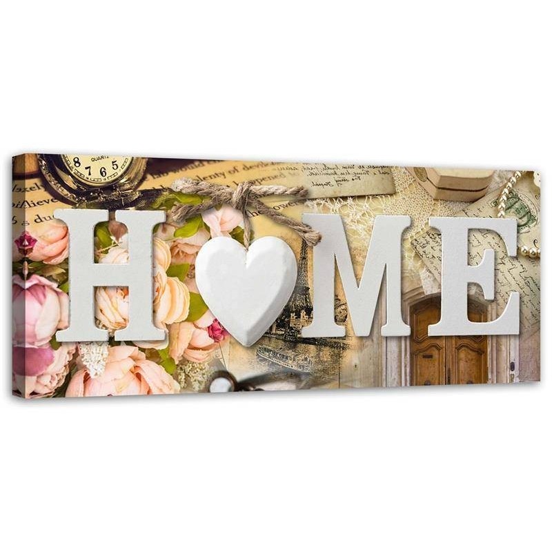 Home inscription in vintage style - Decorative Canvas painting for living room | FEEBY