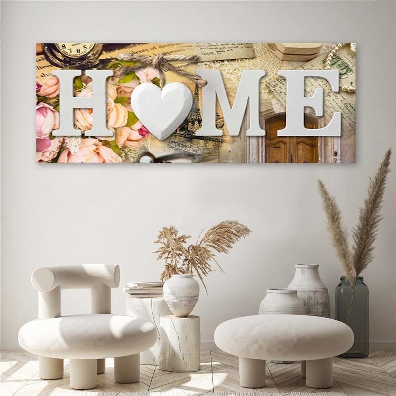 Modernes Wandbild - Home-Schriftzug im Vintage-Stil | Feeby