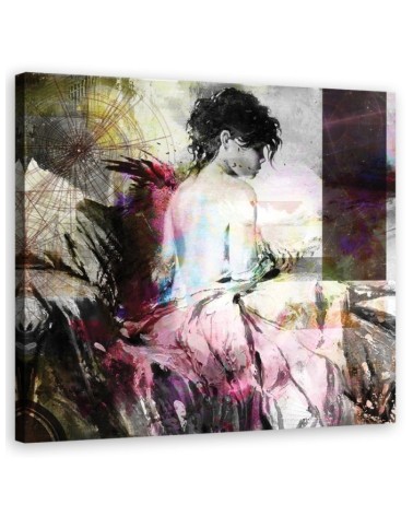 Woman pastel abstraction - Modern watercolour Canvas paintings | FEEBY