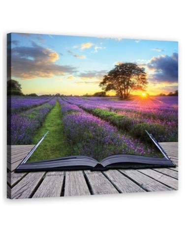 Landscape lavender field - Canvas painting for the living room | FEEBY