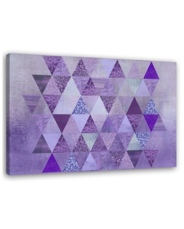 A collection of purple triangles - Printed on canvas for the living room | FEEBY