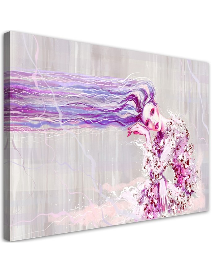 Leinwandbild - Eine Frau mit langen Haaren | Feeby