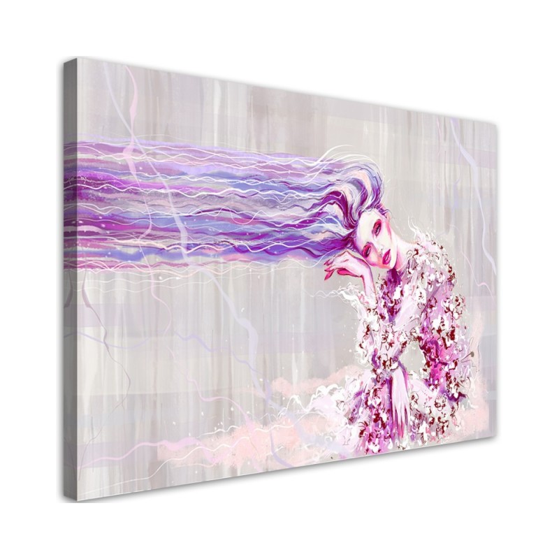 Leinwandbild - Eine Frau mit langen Haaren | Feeby