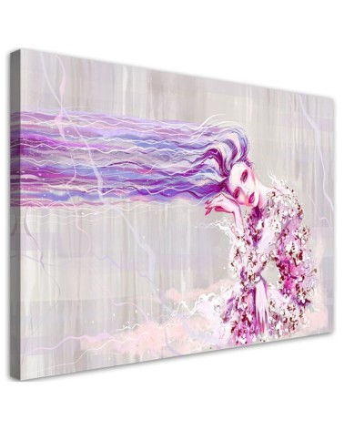 Woman with long hair - Purple Canvas prints | FEEBY