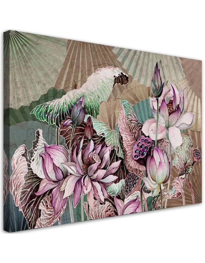 Kwiat lotosu wachlarze - Obraz na ścianę canvas | FEEBY