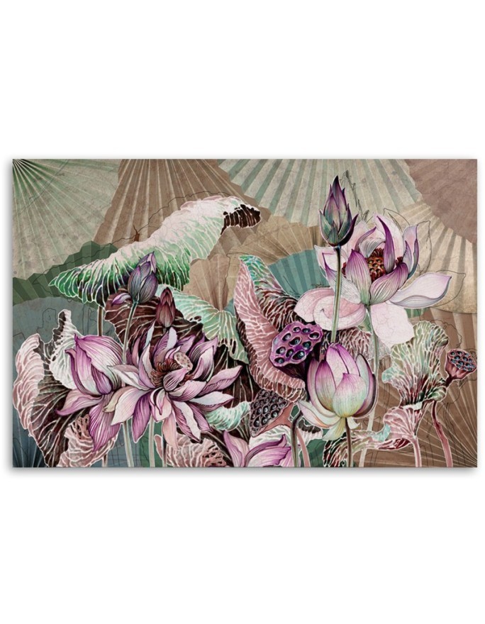 Kwiat lotosu wachlarze - Obraz na ścianę canvas | FEEBY