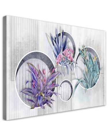 Leinwandbild - Quadratkisten Regale mit Blumen | Feeby