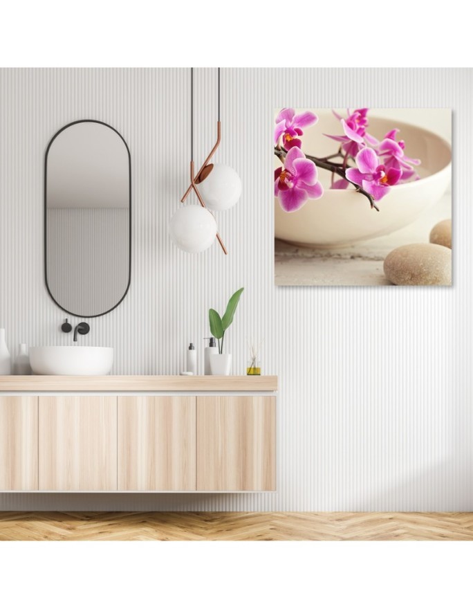 Różowe orchidee w naczyniu - Nowoczesny obraz do salonu | FEEBY