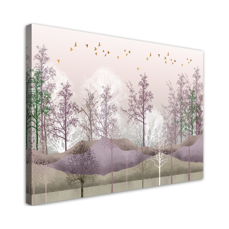 Modernes Wandbild - Vögel über dem Wald | Feeby